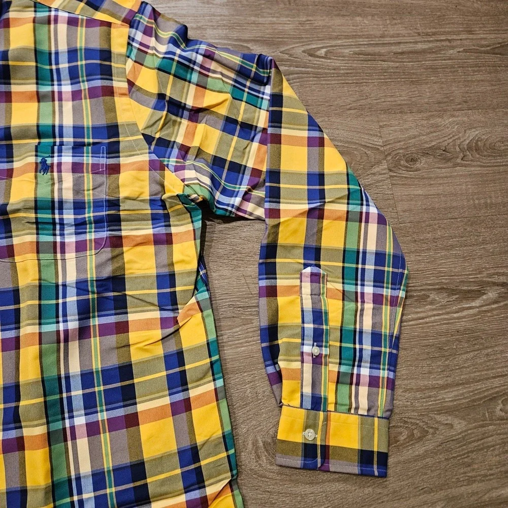 NWT Polo Ralph Lauren Classic Fit Performance Plaid Shirt L Moisture Wicking
